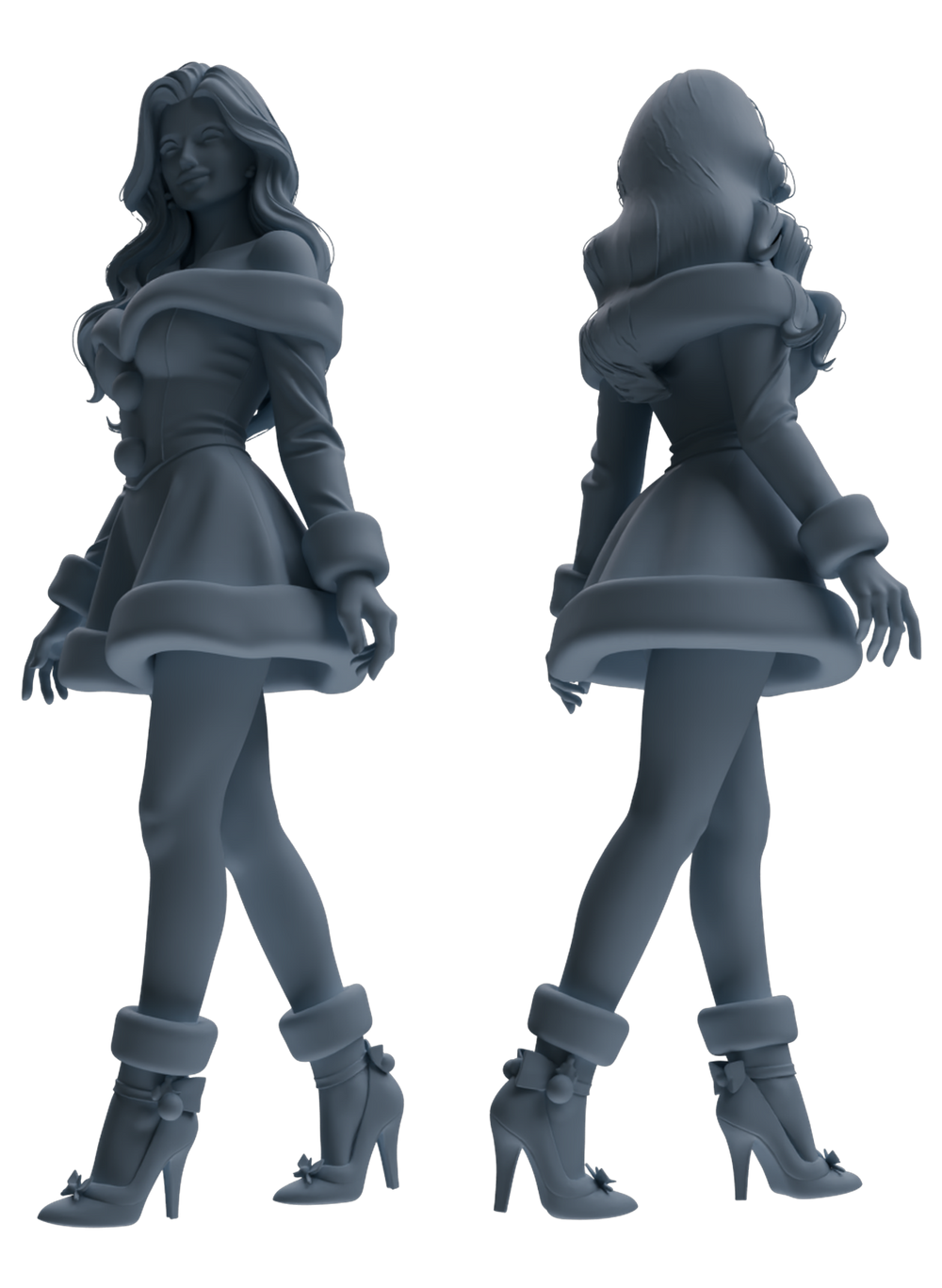 Detail view of MRY-SFW LYTR881 Christmas Style Girl Figure Modern Model 4 pcs Model