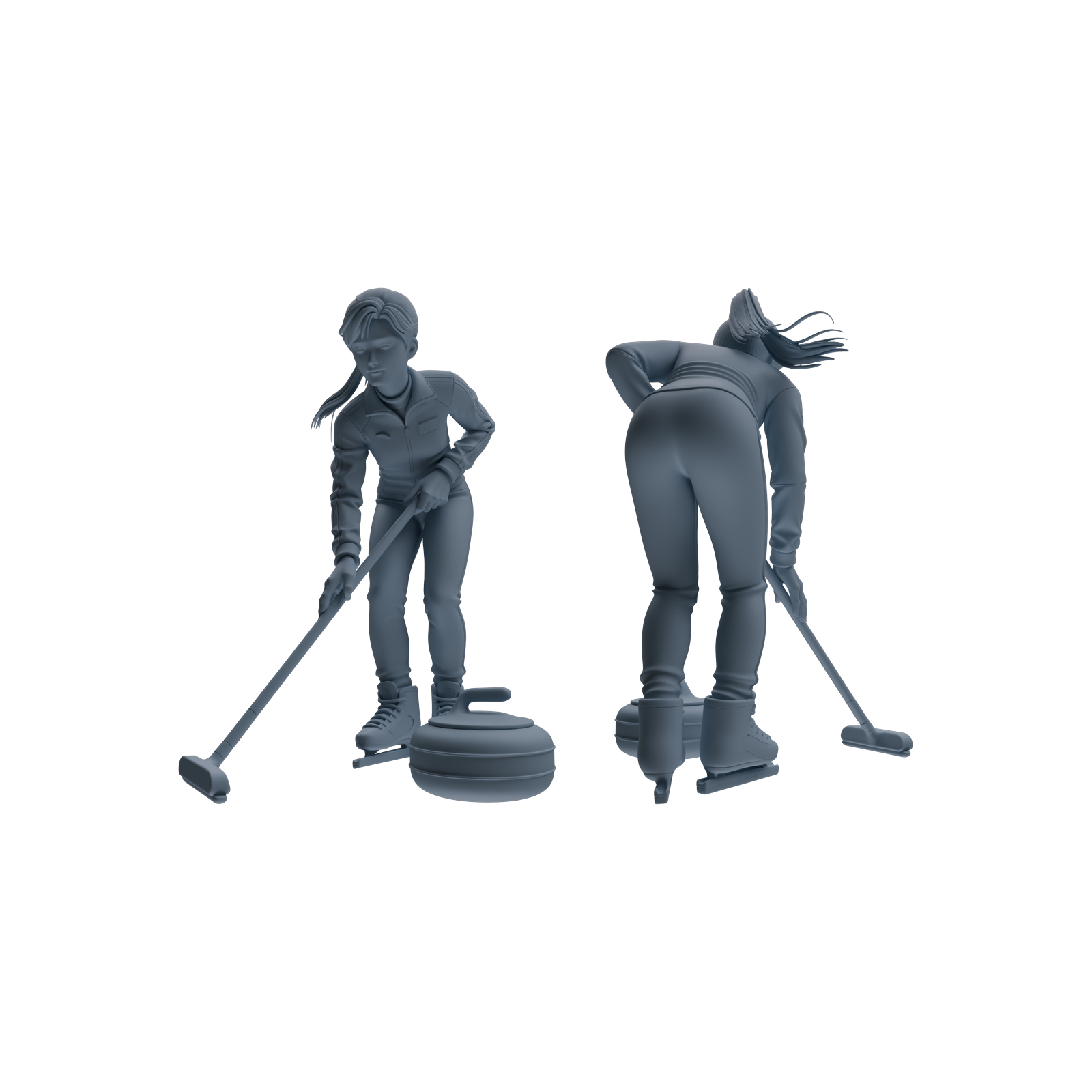 Detail view of MRY-SFW LYTR793 Curling Figure Modern Model 4 pcs Miniature Car Diorama Figures Scene Props Accessories Resin Model