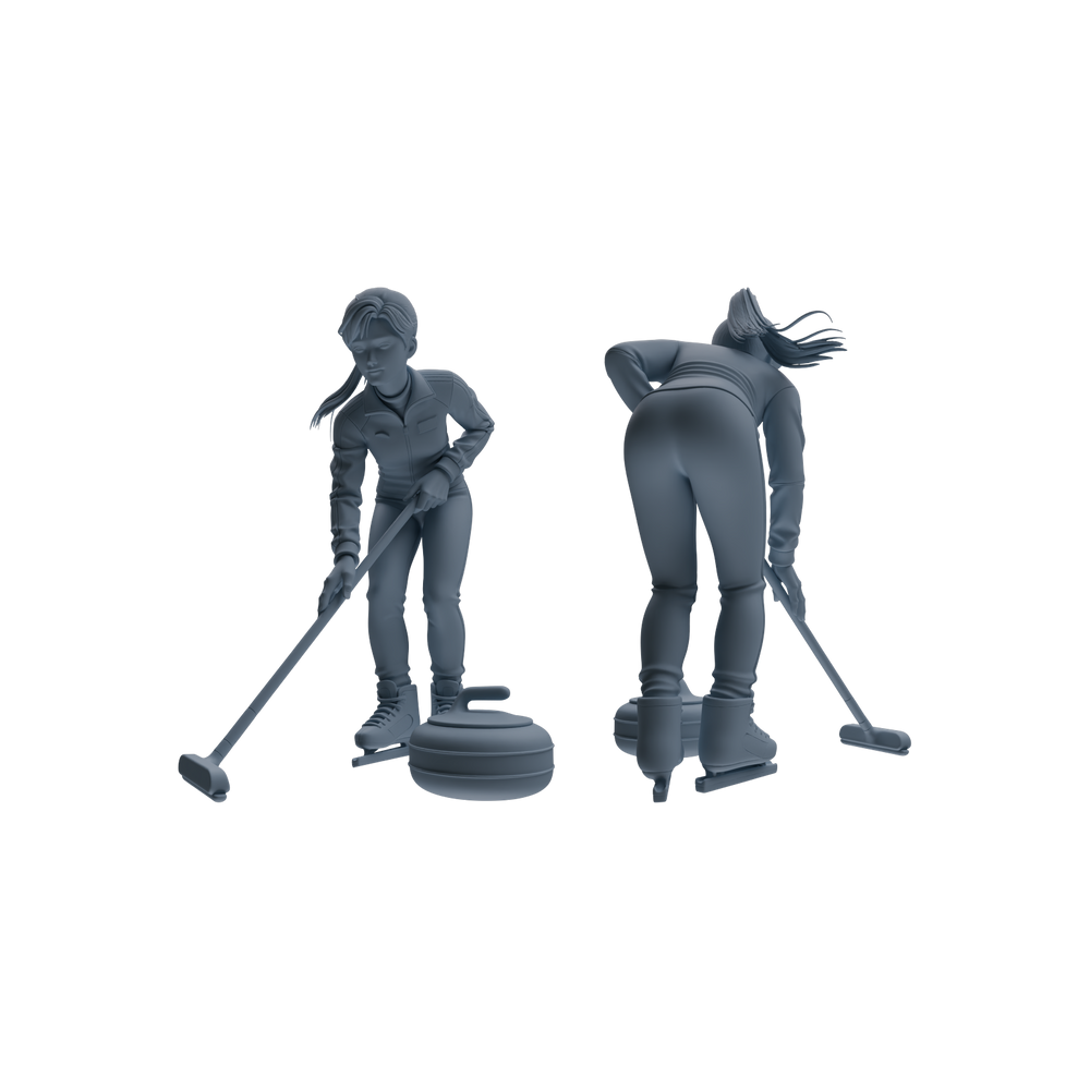 Detail view of MRY-SFW LYTR793 Curling Figure Modern Model 4 pcs Miniature Car Diorama Figures Scene Props Accessories Resin Model