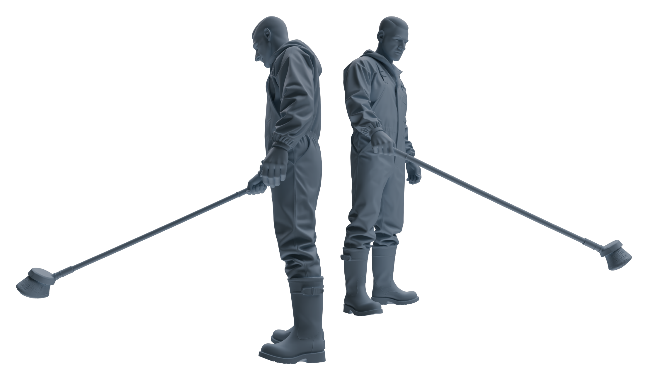 Detail view of MRY-SFW LYTR914 Farm Worker with Cow Modern Model 3 pcs Model