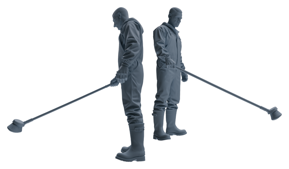 Detail view of MRY-SFW LYTR914 Farm Worker with Cow Modern Model 3 pcs Model