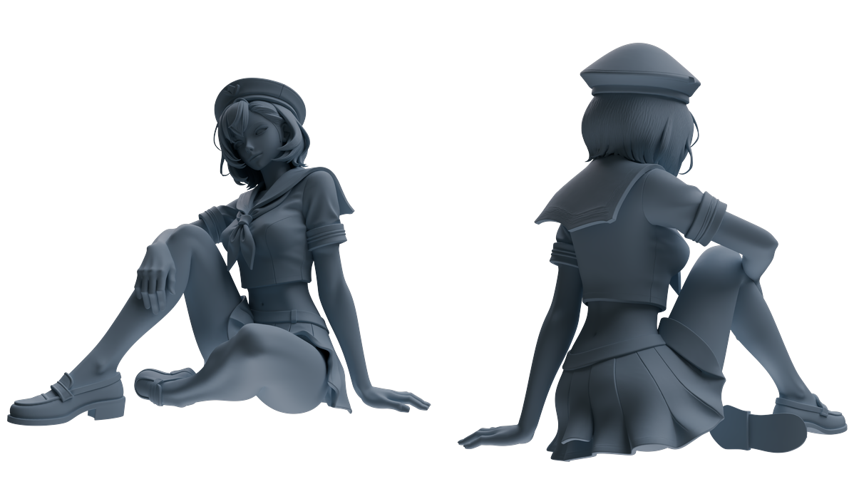 Detail view of MRY-SFW LYTR884 Multi-pose Sailor Uniform Girl Figure Modern Model 3 pcs Model