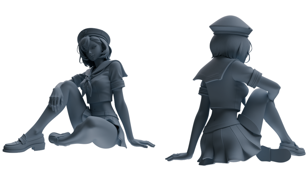 Detail view of MRY-SFW LYTR884 Multi-pose Sailor Uniform Girl Figure Modern Model 3 pcs Model