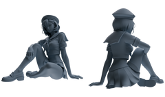 Detail view of MRY-SFW LYTR884 Multi-pose Sailor Uniform Girl Figure Modern Model 3 pcs Model