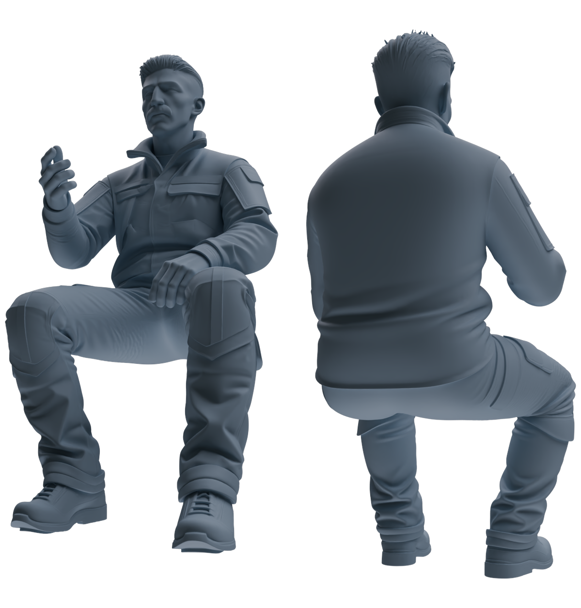 Detail view of MRY-SFW LYGR685 Modern U.S. Military Six-Person Talking Group Model