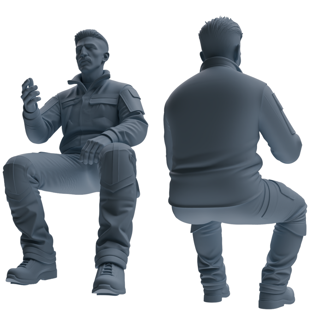 Detail view of MRY-SFW LYGR685 Modern U.S. Military Six-Person Talking Group Model