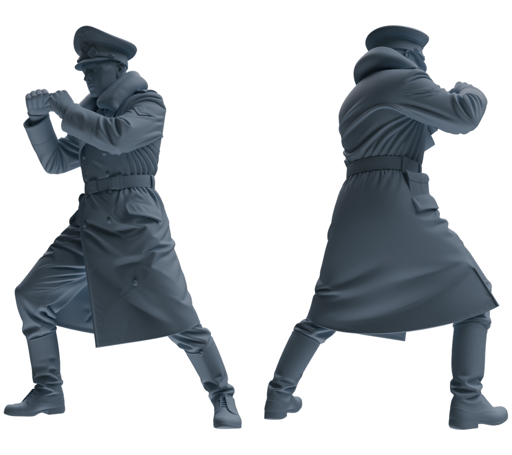 Detail view of MRY-SFW LYGR704 WWII German Army Training Scene Six-Person Officer Combat Group Model