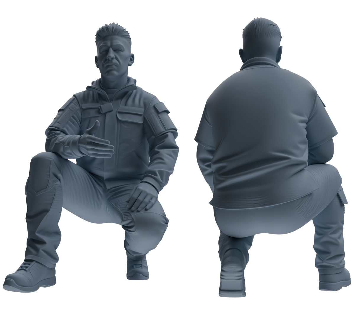 Detail view of MRY-SFW LYGR683 Modern U.S. Military Six-Person Crouching Position Model