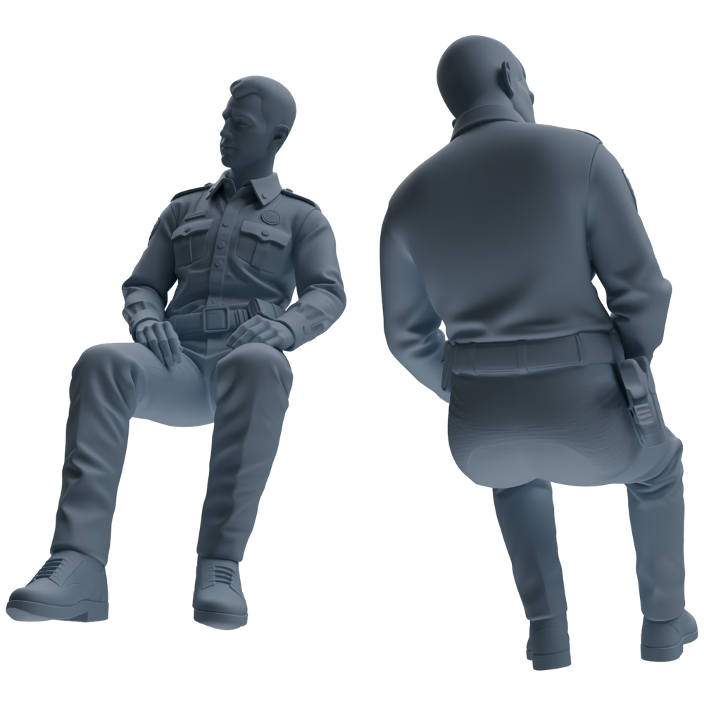 Detail view of MRY-SFW LYGR677 Los Angeles Patrol Police Six-Person Discussion Group Model