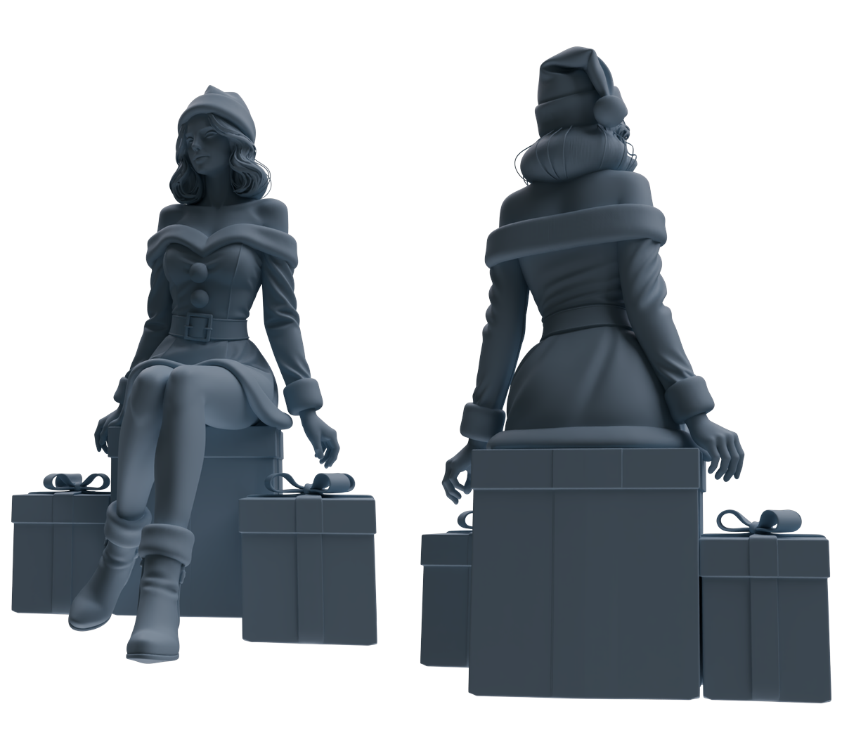Detail view of MRY-SFW LYTR882 Christmas Themed Woman Figure Modern Model 4 pcs Model