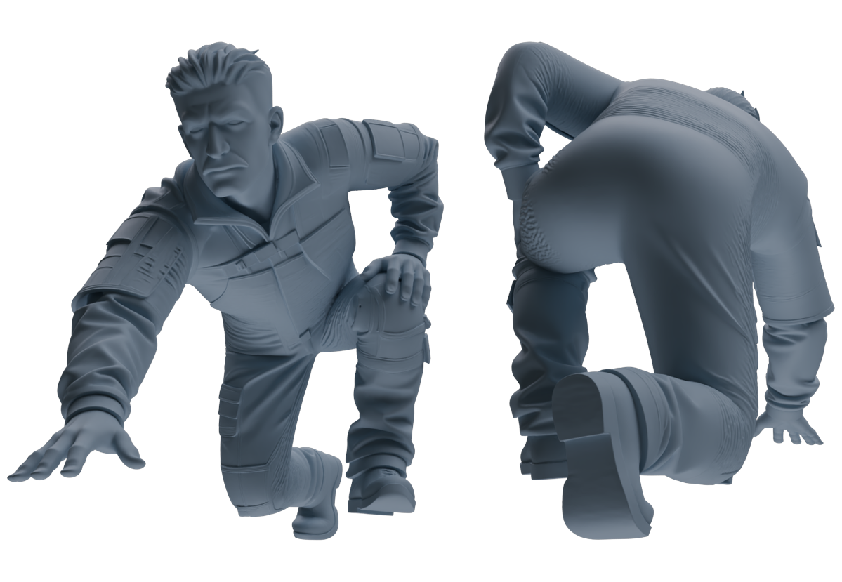 Detail view of MRY-SFW LYGR687 Modern U.S. Military Six-Person Groping Group Model