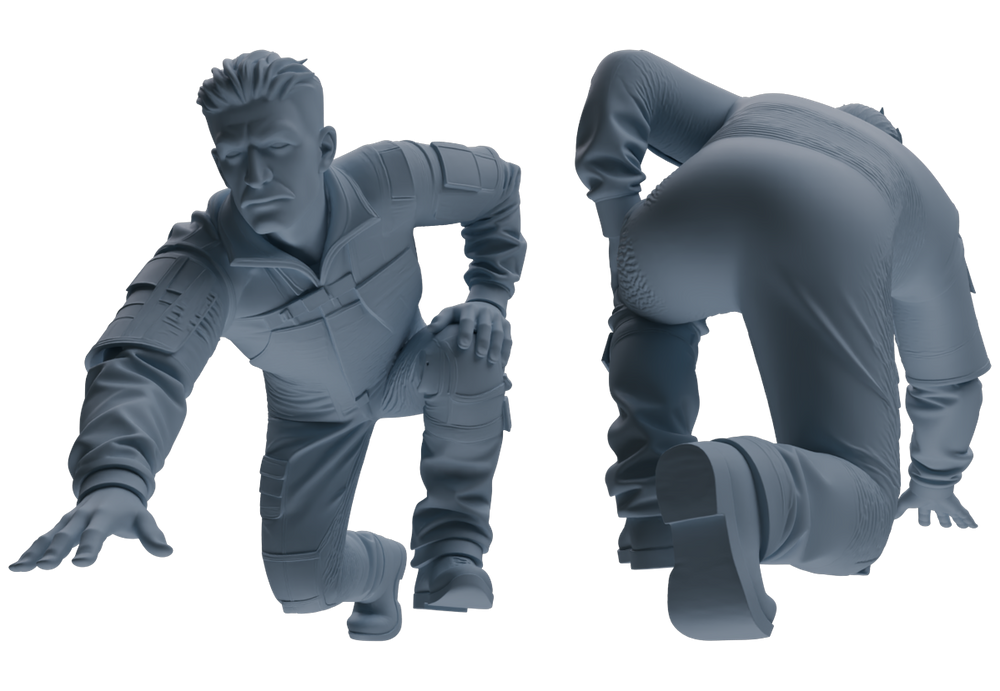 Detail view of MRY-SFW LYGR687 Modern U.S. Military Six-Person Groping Group Model