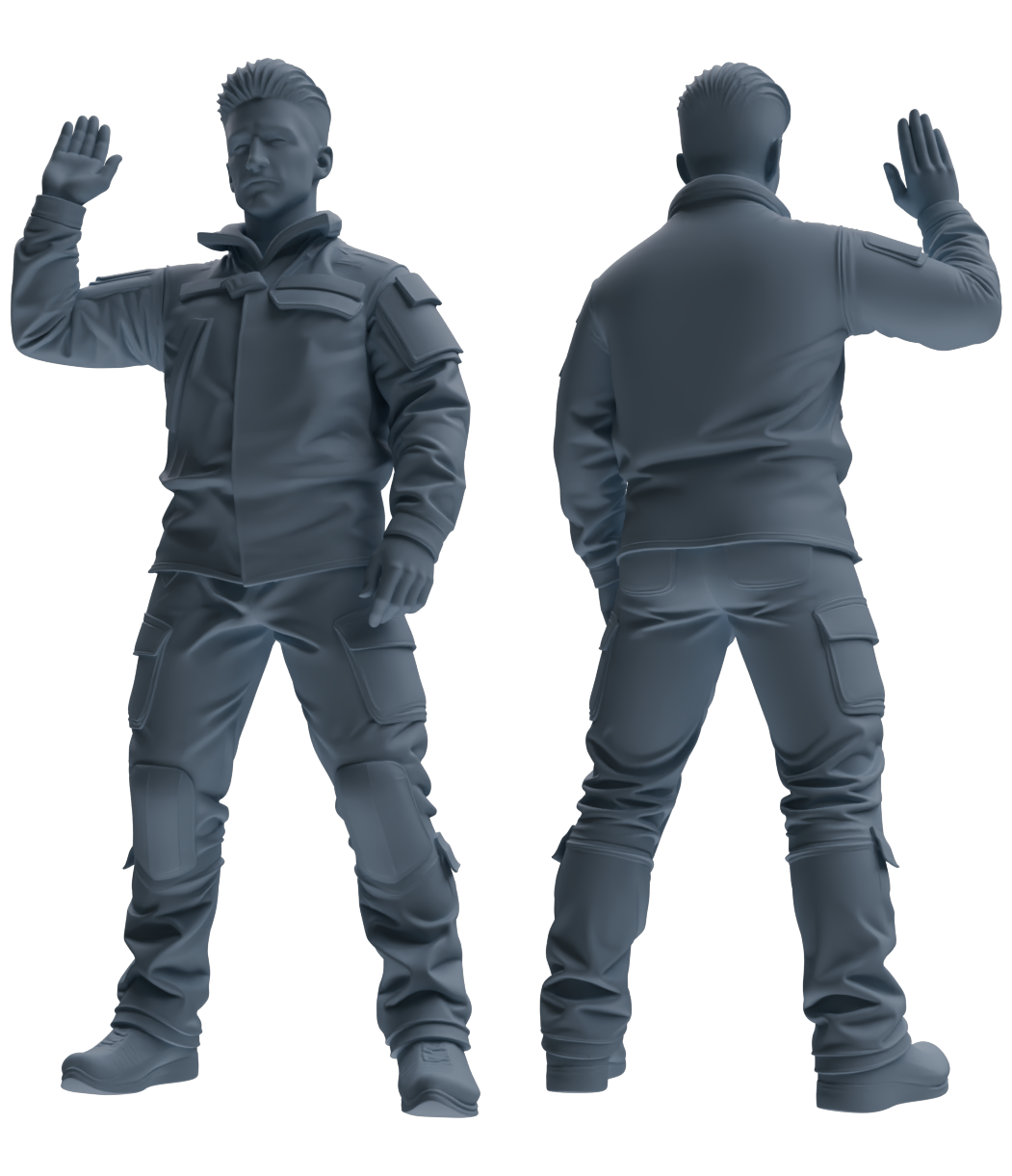 Detail view of MRY-SFW LYGR694 Modern U.S. Military Six-Person Saluting Group Model