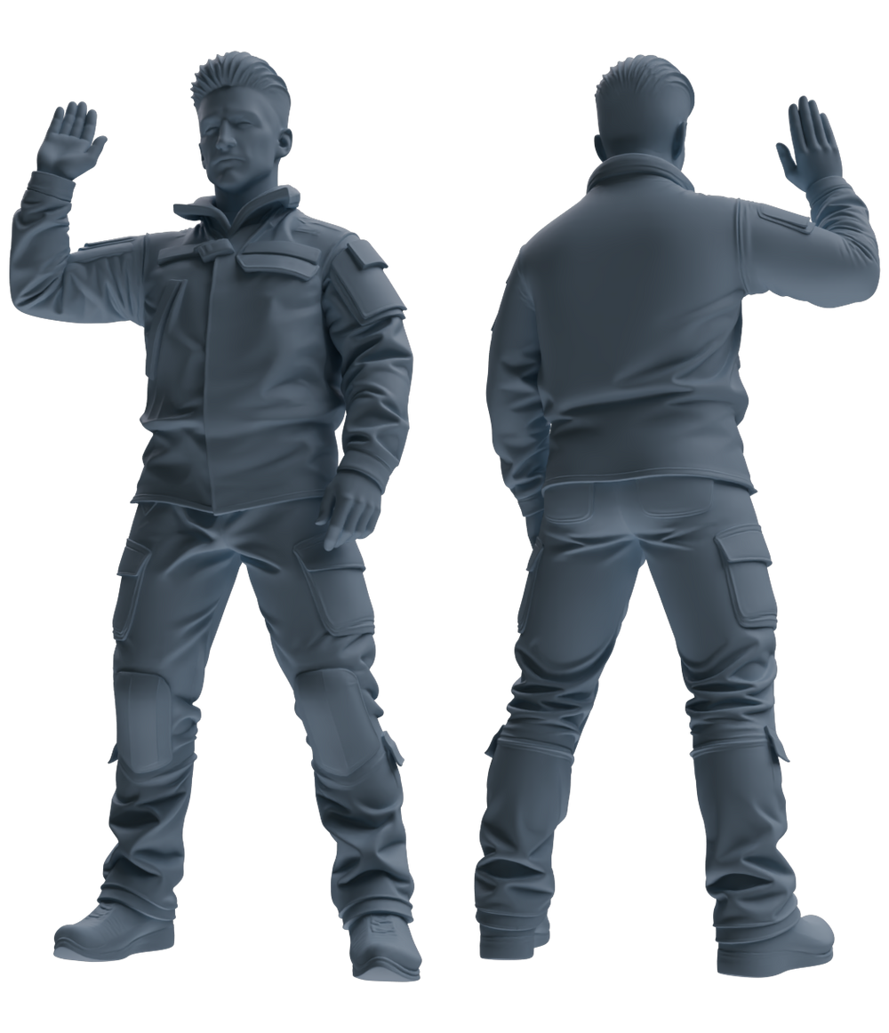 Detail view of MRY-SFW LYGR694 Modern U.S. Military Six-Person Saluting Group Model