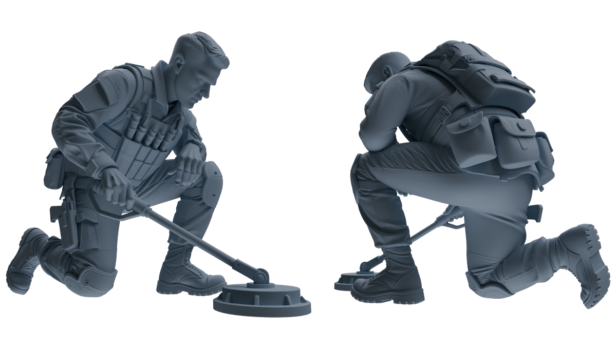 MRY-SFW SSTR186 Miniatures Soldier Model Kit Mine Clearance Engineer Soldier Pose Modern Model 3 pcs
