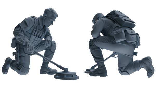 MRY-SFW SSTR186 Miniatures Soldier Model Kit Mine Clearance Engineer Soldier Pose Modern Model 3 pcs