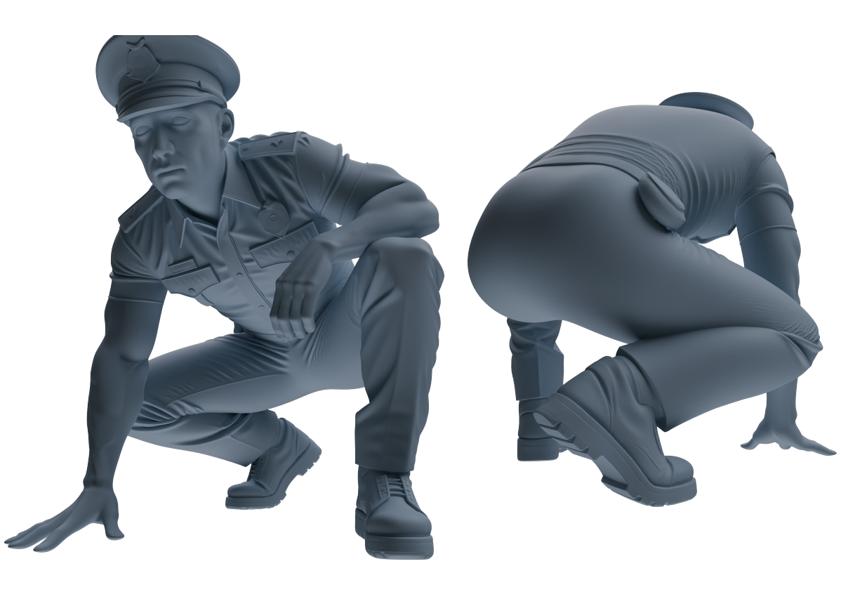 Detail view of MRY-SFW LYGR764 Modern Hong Kong Police Six-Person Ambush Group Model