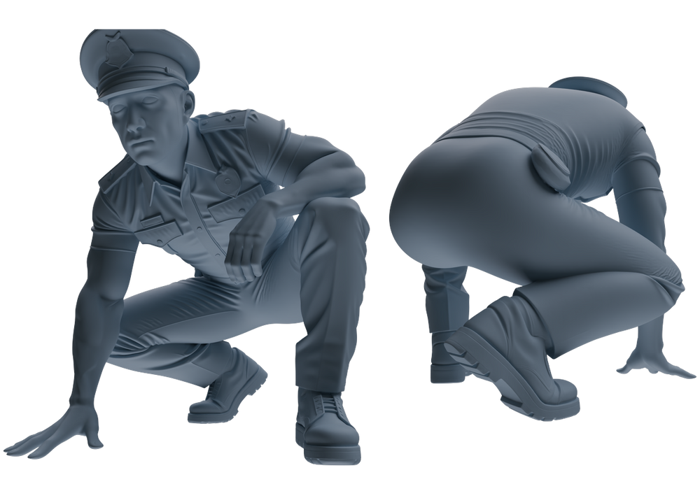 Detail view of MRY-SFW LYGR764 Modern Hong Kong Police Six-Person Ambush Group Model