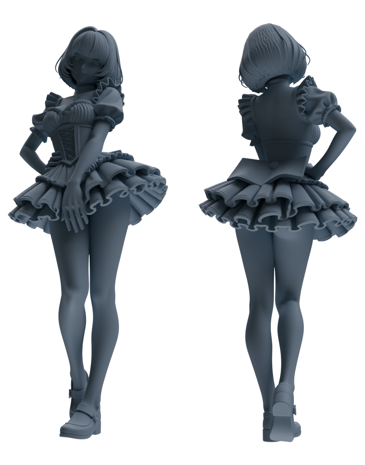 Detail view of MRY-SFW LYTR872 Maid Outfit Girl Figure Modern Model 3 pcs Model