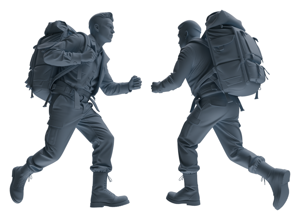 Detail view of MRY-SFW LYGR591 Historical WWII U.S. Army Six-Person Carrying Group Model