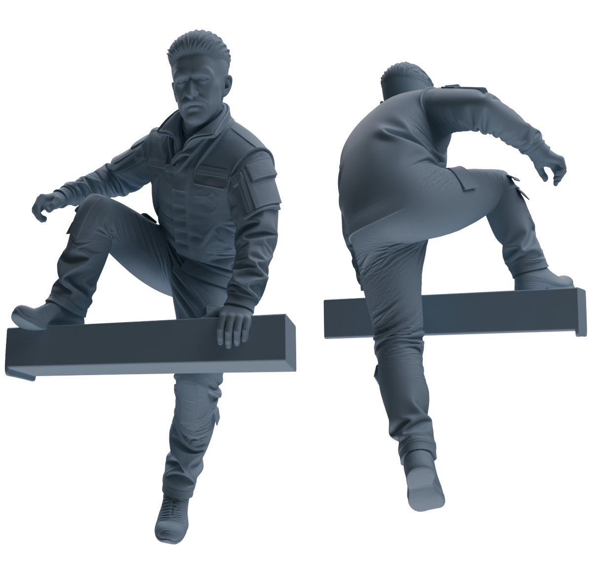 Detail view of MRY-SFW LYGR696 Modern U.S. Military Eight-Person Training Group Model