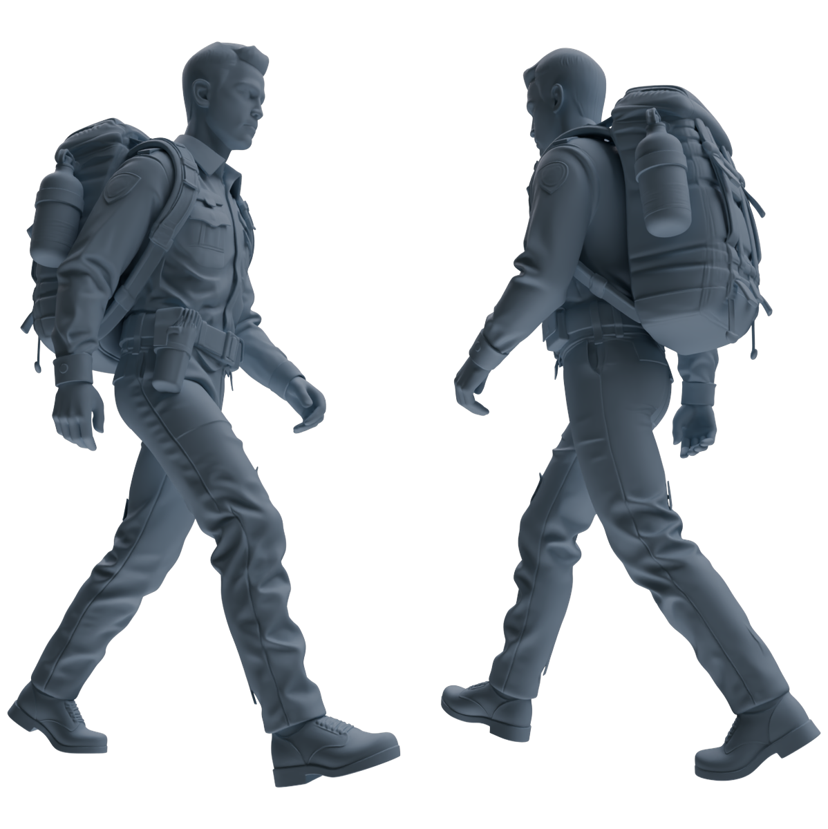 Detail view of MRY-SFW LYGR678 Los Angeles Patrol Police Seven-Person Foot Patrol Group Model