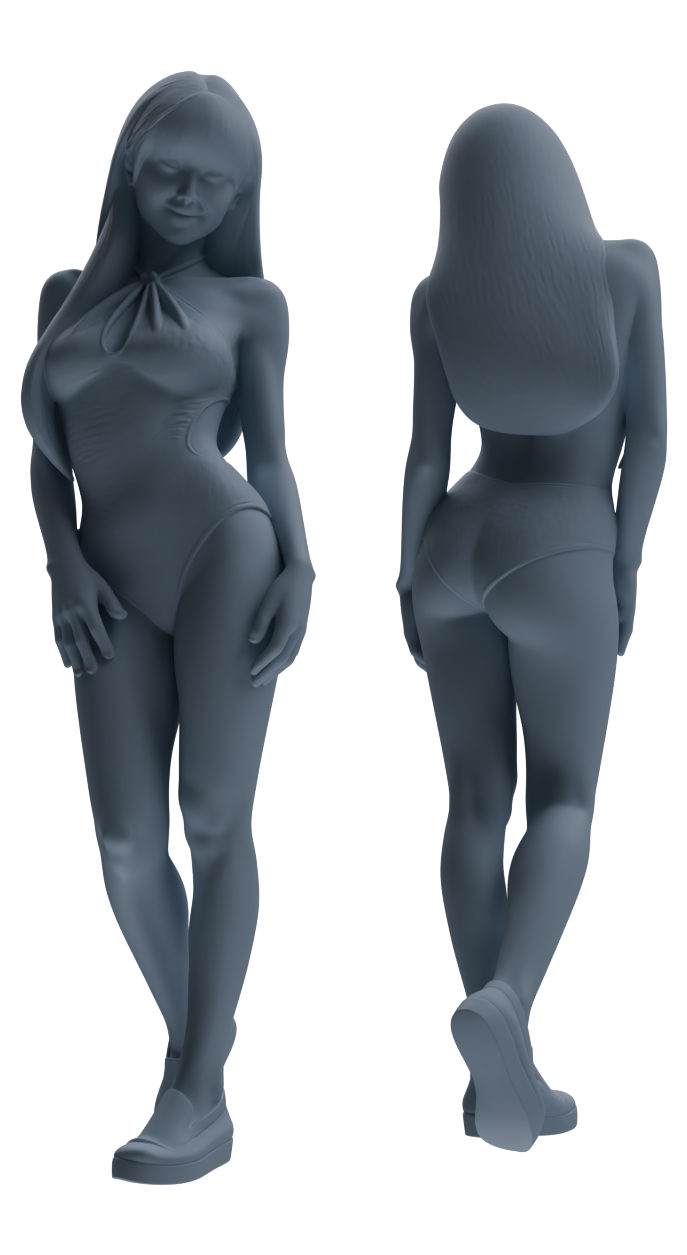 Detail view of MRY-SFW LYTR853 Swimsuit Girl Figure Modern Model 4 pcs Miniature Car Diorama Figures Scene Props Accessories Resin Model