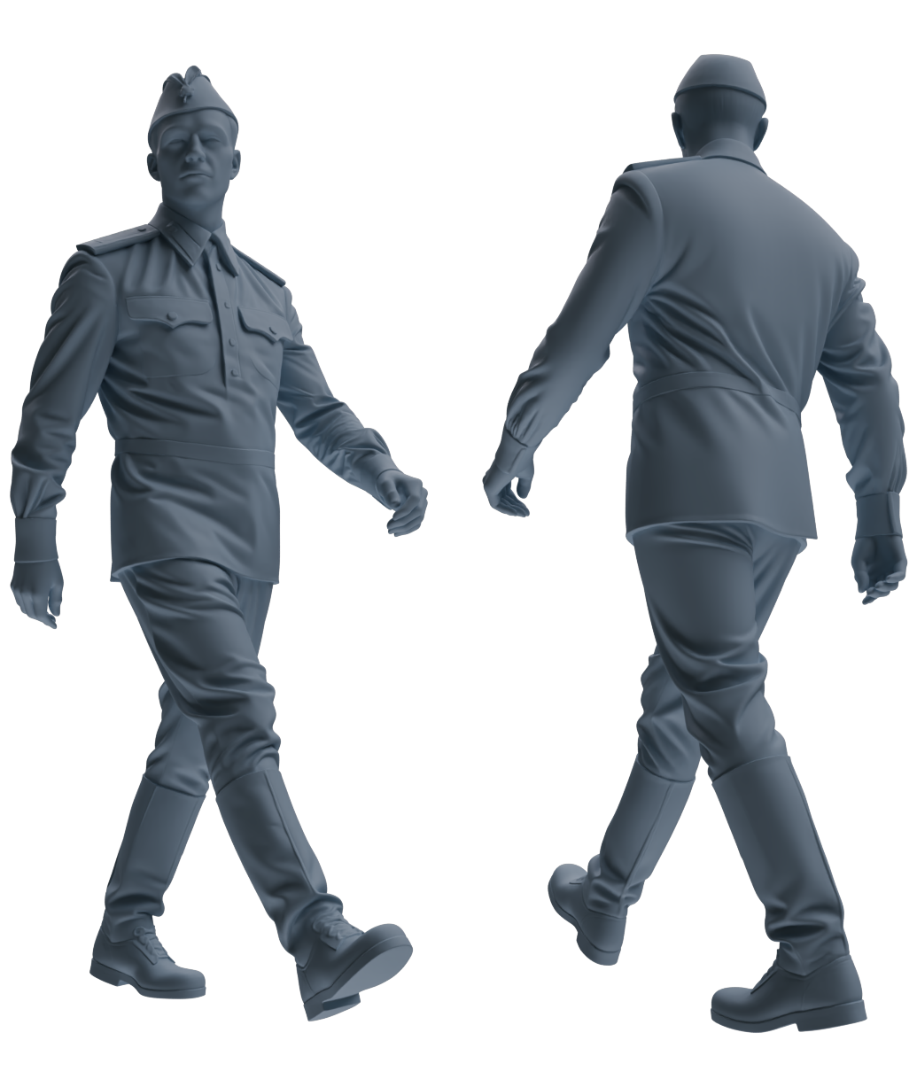 Detail view of MRY-SFW LYGR731 WWII Soviet Army War Scene Six-Person Daily Routine Group Model