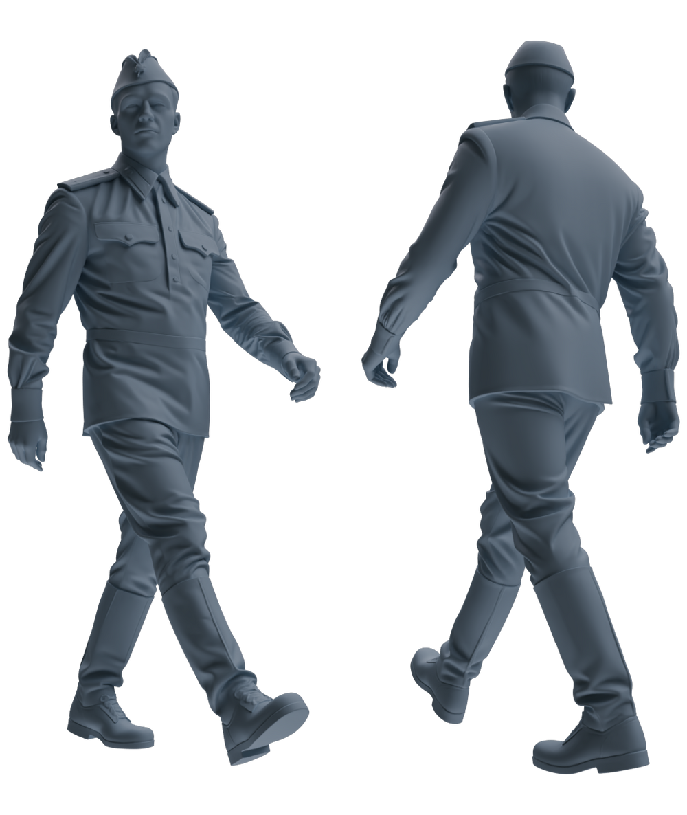 Detail view of MRY-SFW LYGR731 WWII Soviet Army War Scene Six-Person Daily Routine Group Model