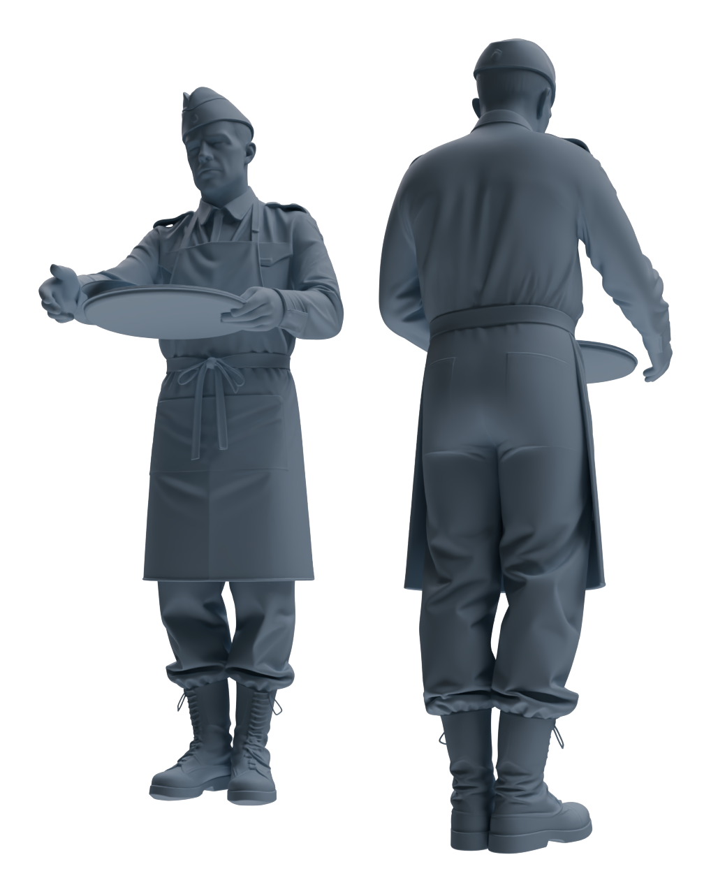 Detail view of MRY-SFW LYGR592 Historical WWII U.S. Army Seven-Person Mess Hall Group Model