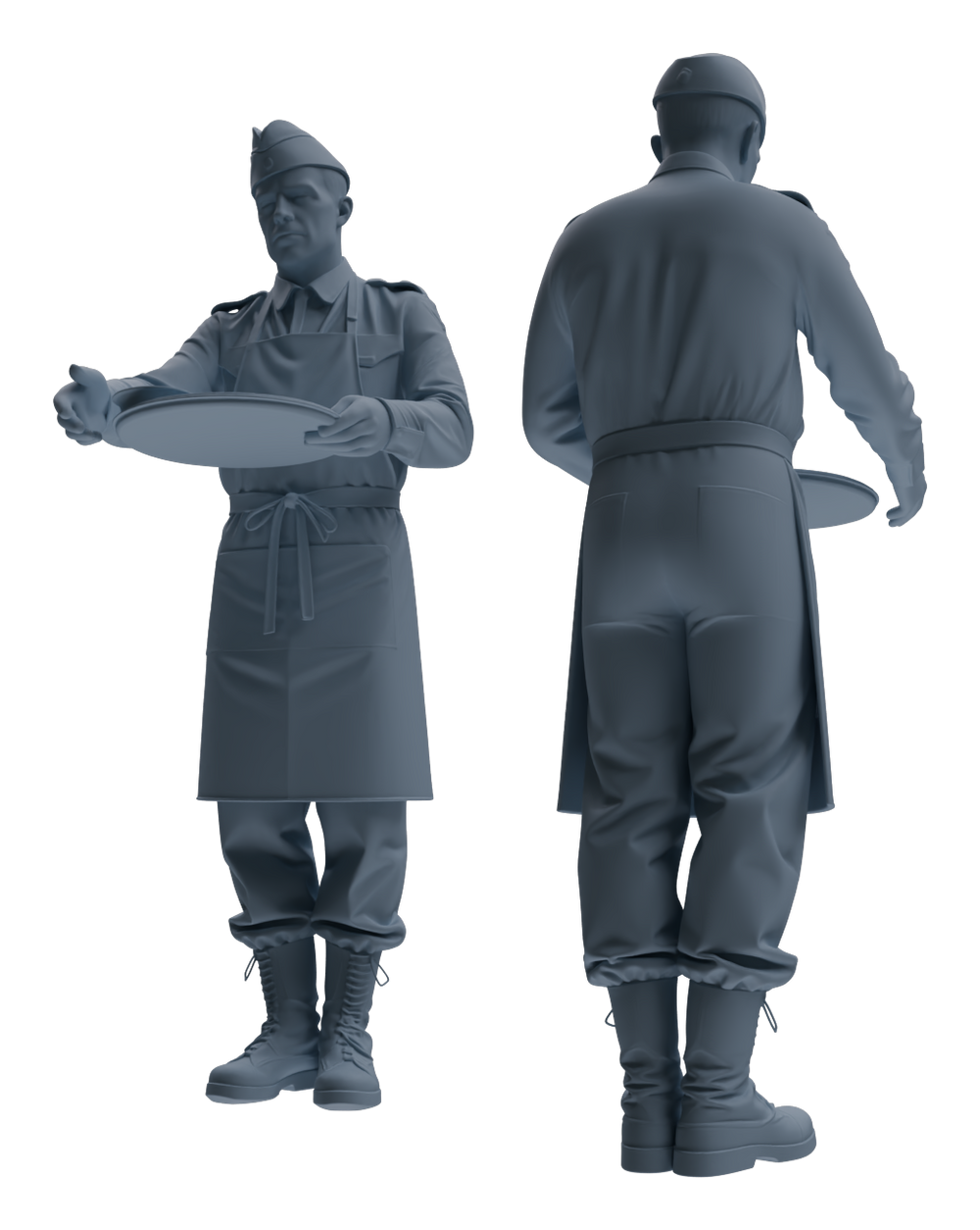 Detail view of MRY-SFW LYGR592 Historical WWII U.S. Army Seven-Person Mess Hall Group Model