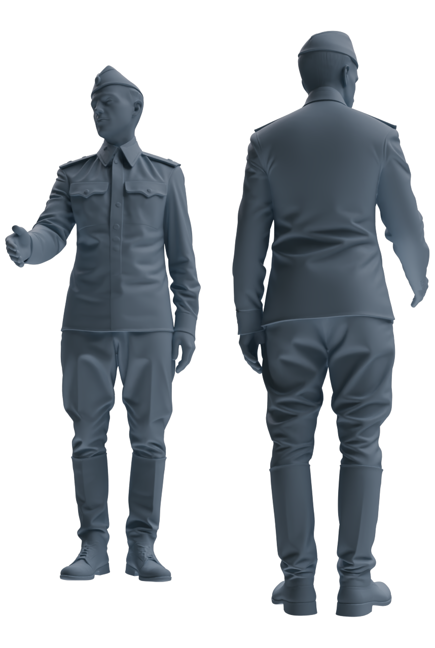 Detail view of MRY-SFW LYGR732 WWII Soviet Army War Scene Daily Routine 2 Seven-Person Group Model
