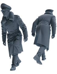 Detail view of MRY-SFW LYGR713 WWII German Army Officer War Scene Six-Person Advancing Group Model