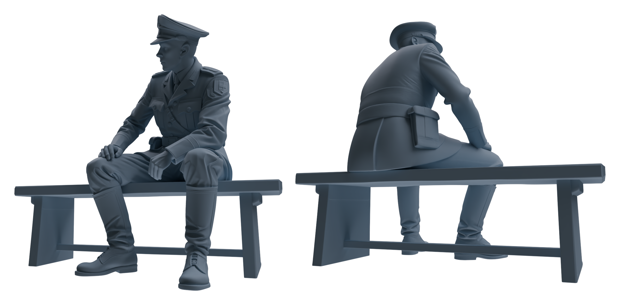 Detail view of MRY-SFW LYGR590 WWII French Army Six-Person Strategic Deployment Group Model
