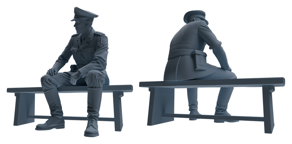 Detail view of MRY-SFW LYGR590 WWII French Army Six-Person Strategic Deployment Group Model