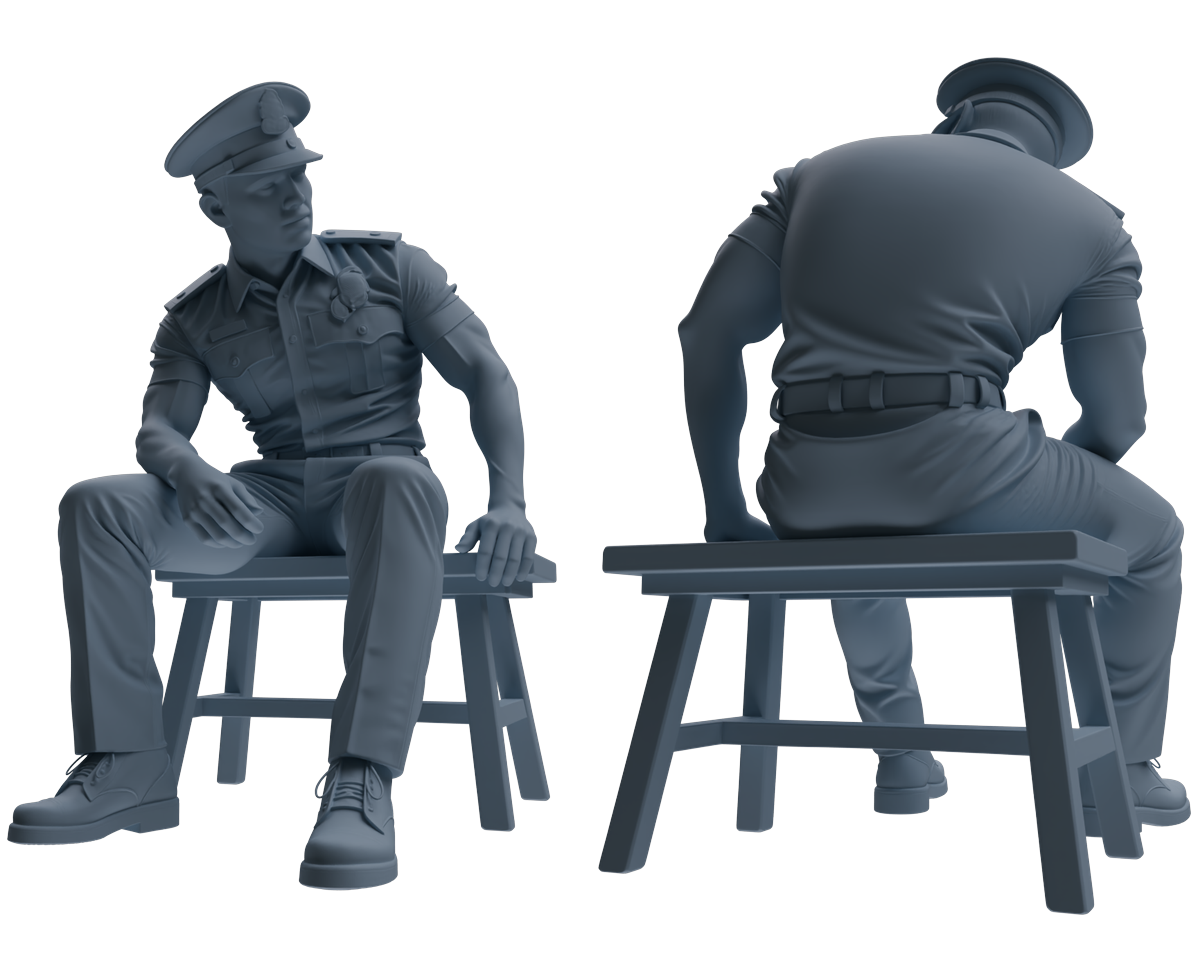 Detail view of MRY-SFW LYGR768 Modern Hong Kong Police Six-Person Discussion Group Model