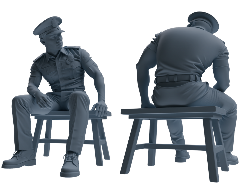 Detail view of MRY-SFW LYGR768 Modern Hong Kong Police Six-Person Discussion Group Model