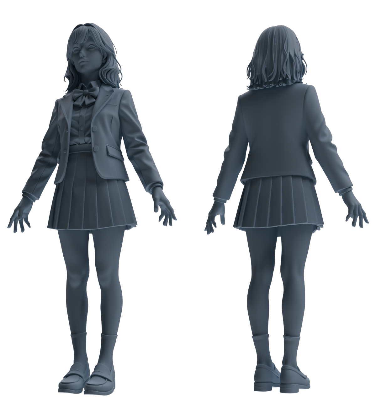Detail view of MRY-SFW LYTR850 Blazer JK Uniform School Girl Figure Modern Model 4 pcs Miniature Car Diorama Figures Scene Props Accessories Resin Model