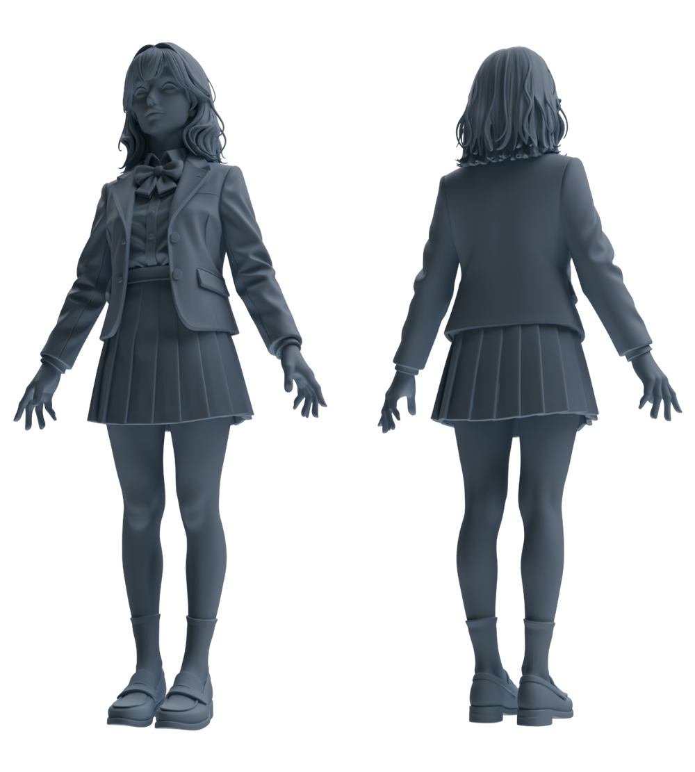 Detail view of MRY-SFW LYTR850 Blazer JK Uniform School Girl Figure Modern Model 4 pcs Miniature Car Diorama Figures Scene Props Accessories Resin Model