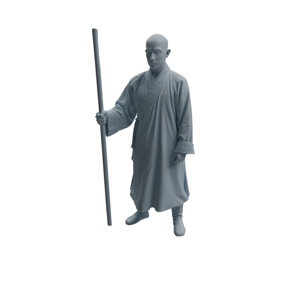 Detail view of MRY-SFW LYTR1075 Staff-wielding Martial Monk Character Modern Model 4 pcs Model