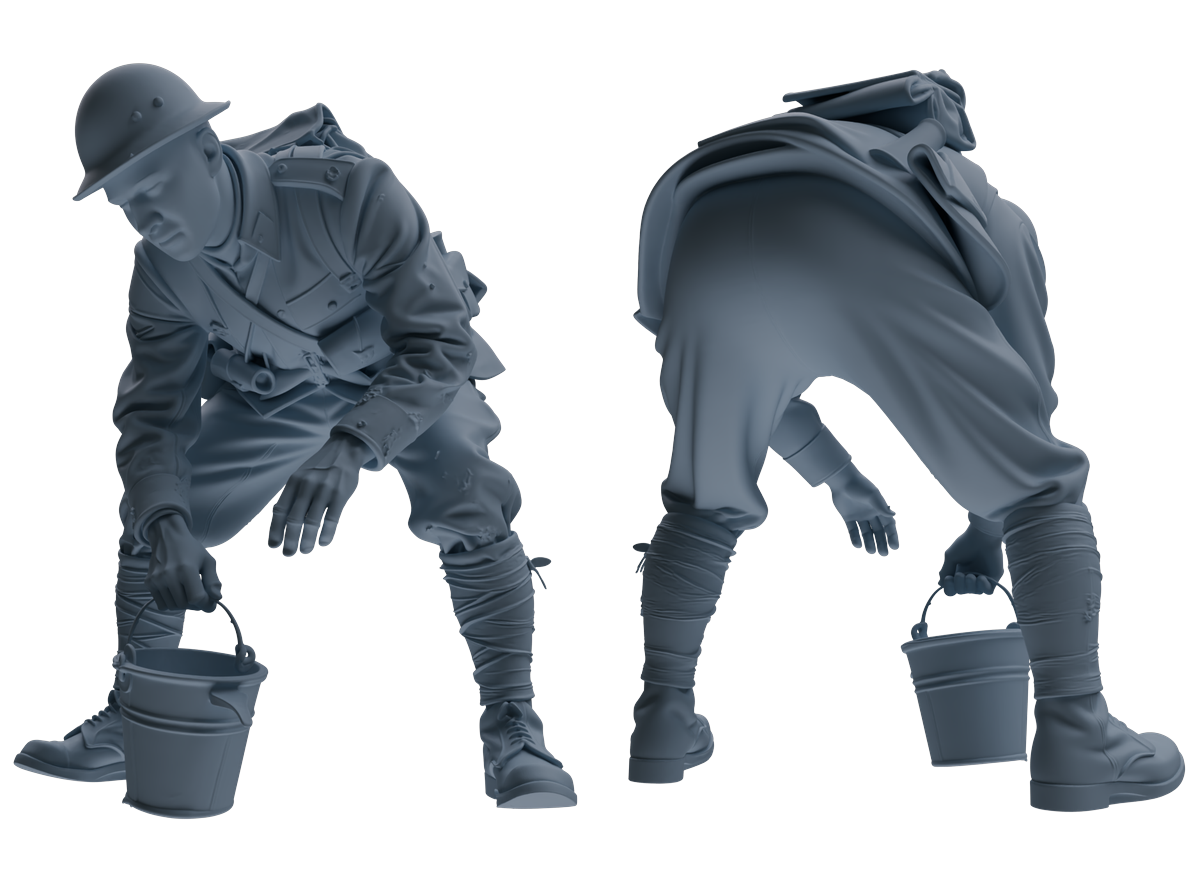 MRY-SFW SSTR189 Miniatures Soldier Model Kit WWI Engineer Soldier Pose Modern Model 3 pcs