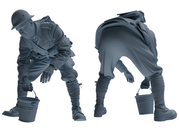 MRY-SFW SSTR189 Miniatures Soldier Model Kit WWI Engineer Soldier Pose Modern Model 3 pcs