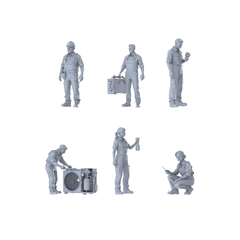 MRY-SFW LYTR581 Modern HVAC Cleaning Service Workers Pose Group of 6 Miniature Car Diorama Figures Scene Props Accessories Resin 3D Printed Resin Model Kit by SSMODEL