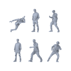 MRY-SFW LYTR627 Modern Street Hip-Hop Style Youth Male Multi-Pose Six-Person Set Miniature Car Diorama Figures Scene Props Accessories Resin 3D Printed Resin Model Kit by SSMODEL