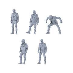 MRY-SFW LYTR612 Modern Biker Style Elderly Male Multi-Pose Five-Person Set Miniature Car Diorama Figures Scene Props Accessories Resin 3D Printed Resin Model Kit by SSMODEL