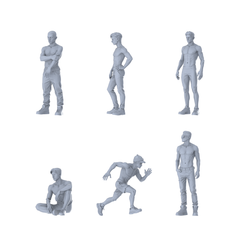 MRY-SFW LYTR610 Modern Fitness Style Muscular Youth Male Multi-Pose Six-Person Set Miniature Car Diorama Figures Scene Props Accessories Resin 3D Printed Resin Model Kit by SSMODEL