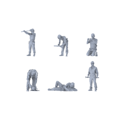 MRY-SFW LYTR588 Modern Plumbing Maintenance Workers Pose Group of 6 Miniature Car Diorama Figures Scene Props Accessories Resin 3D Printed Resin Model Kit by SSMODEL