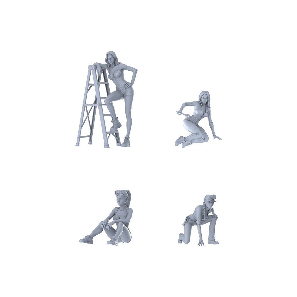 MRY-SFW LYTR583A Modern Casual Style Leaning On Ladder Female Single 3D Printed Resin Model Kit by SSMODEL