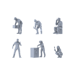 MRY-SFW LYTR580 Modern Maintenance Service Workers Pose Group of 6 Miniature Car Diorama Figures Scene Props Accessories Resin 3D Printed Resin Model Kit by SSMODEL