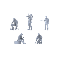MRY-SFW LYTR583B Modern Workwear Style Wrench Holding Squatting Female Single 3D Printed Resin Model Kit by SSMODEL
